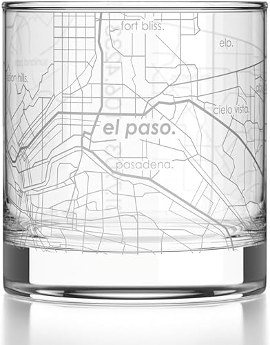 Miniatura 71 de Well Told Vaso de whisky grabado con mapa de Charleston, Carolina del Sur, vaso de rocas estilo antiguo (11 oz, transparente), vaso de whisky