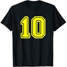 Jersey #10 Yellow Sports Team Jersey Number 10 T-Shirt