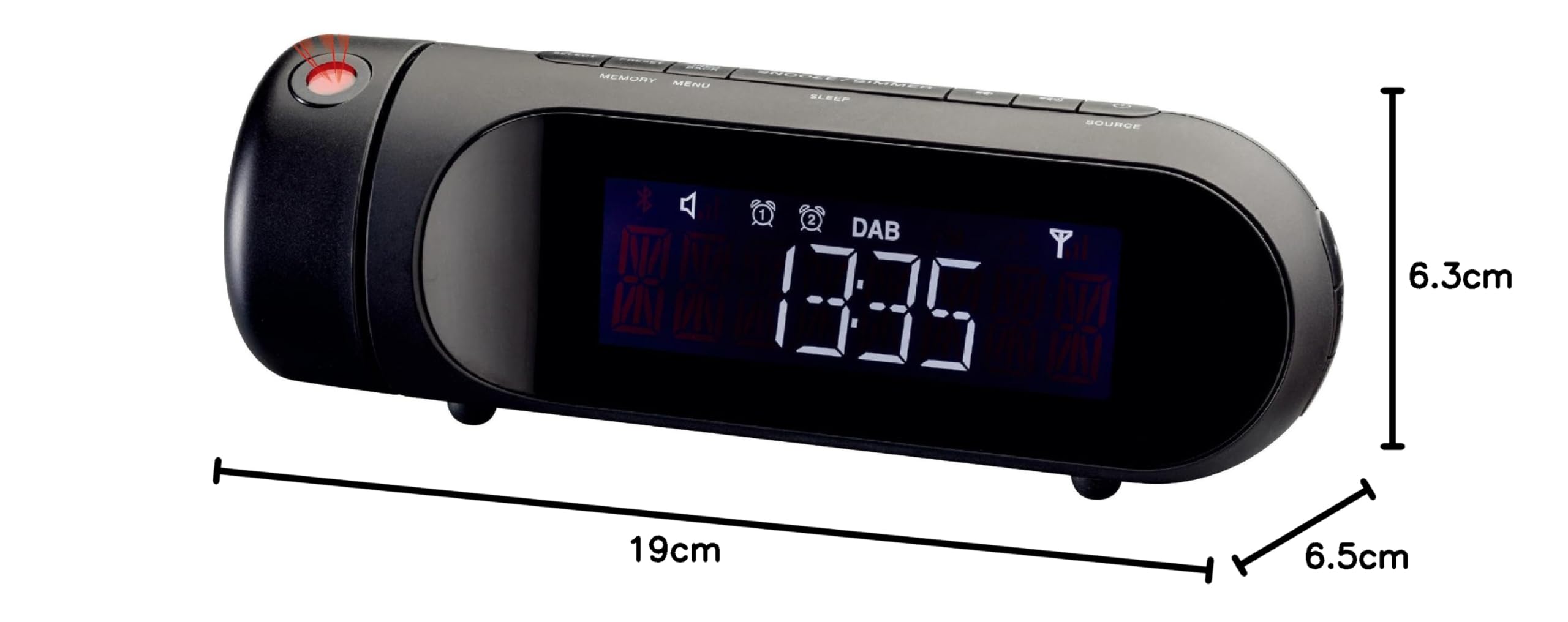 Majestic RS 119P DAB - Radiosveglia DAB/DAB+/FM display LCD, Proiezione ora regolabile, ingresso USB per ricarica, sveglia con due allarmi e tre suonerie, nero