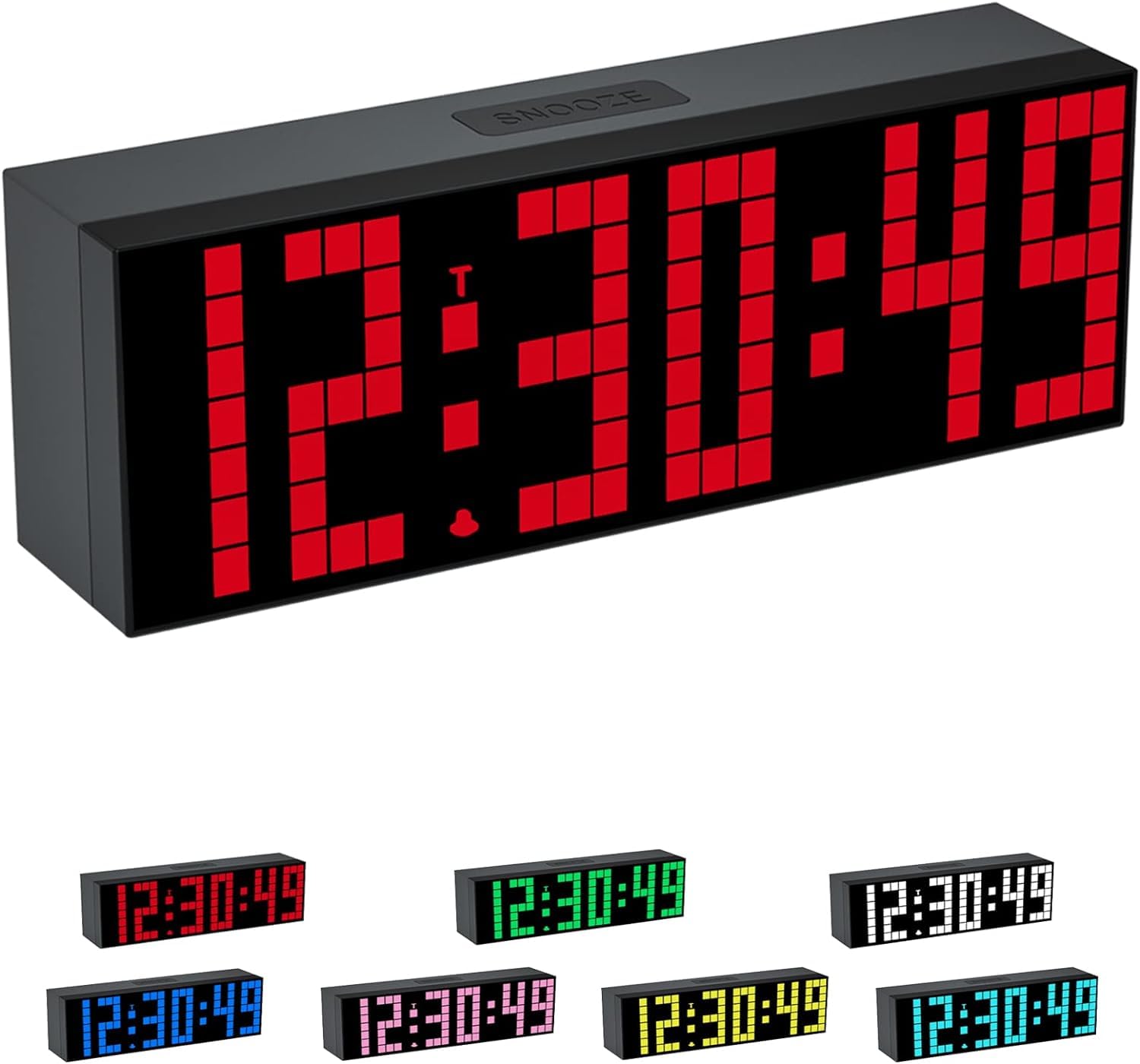 CHKOSDA Digitaler Wecker, Led-Uhr mit 2" Digital, 7 Farboptionen, einstellbare Helligkeit, Countdown-Uhr mit Fernbedienung, Kalender und Temperaturanzeige Tischuhr für Schlafzimmer