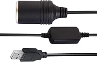 Vista 3 de USB A macho a 12 V encendedor de cigarrillos de coche, enchufe hembra convertidor de cable elevador para encendedores, grabadora de conducción
