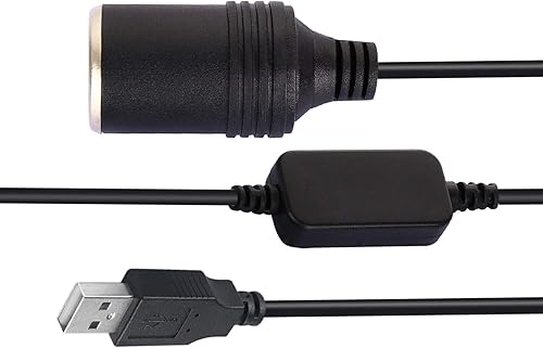 Miniatura 6 de Apoi USB A macho a 12 V encendedor de cigarrillos de coche hembra convertidor inversor de cable elevador para encendedores, grabadora de conducción