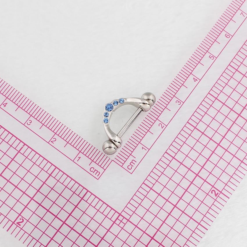 14G Blue CZ Surgical Steel Nipple Rings for Women Nipple Barbell Straight Bar Nipplerings Nipple Shield Studs Dainty Body Piercing Jewelry - Image 6