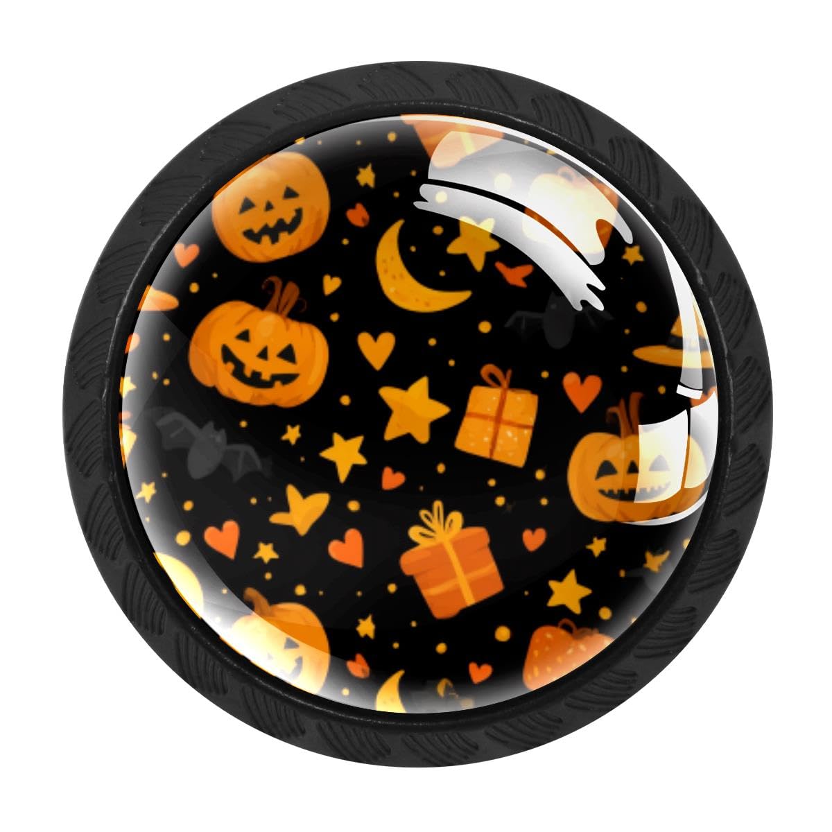 HEOEH 4 PCS Kitchen Cabinet Knobs, Pumpkin Bat Drawer Knobs Dresser Handles