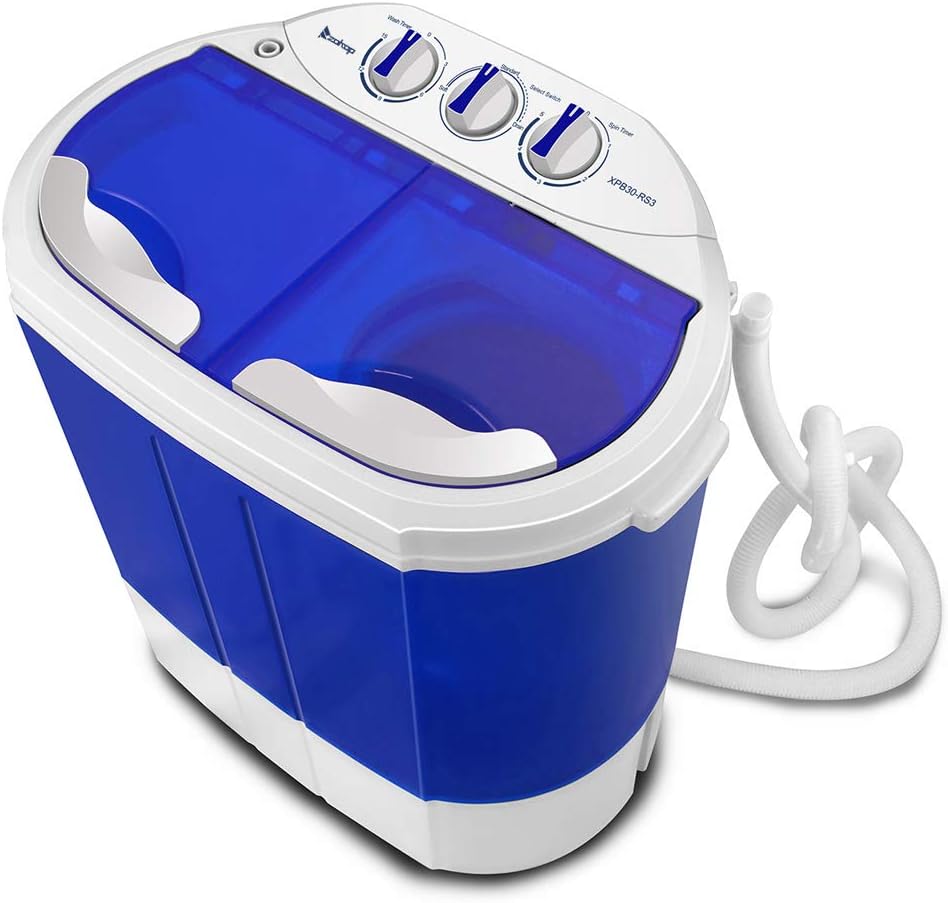 Portable Compact Twin Tub Washing Machine,10.4lbs Capacity,Semi-Automatic,Built-in Drain Pump,White Blue, GT36347395-10064-1719151291, 21.85 x 14.76 x 23.23 inch