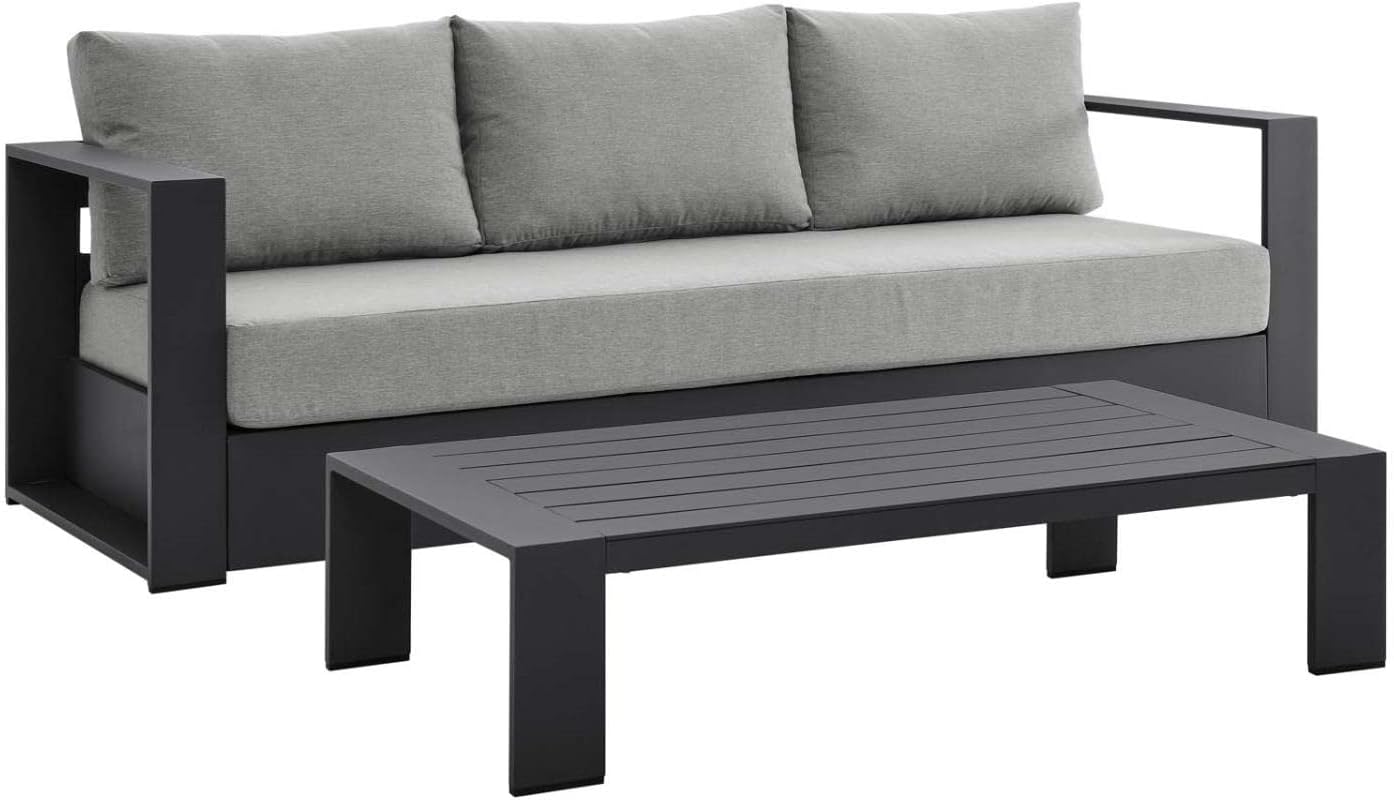 Modway Tahoe 2-Piece Fabric/Powder-Coated Aluminum Outdoor Set in Gray