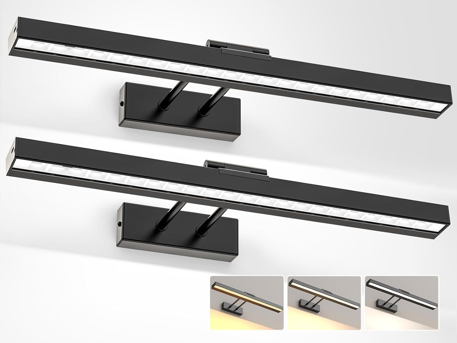 LABOREDUCER Picture Light with Remote,Rechargeable Picture Frame Lights,4000mAh Battery Painting Light Adjustable Degree with Magnet, Wall Light for Portrait Gallery Black 2 Pack