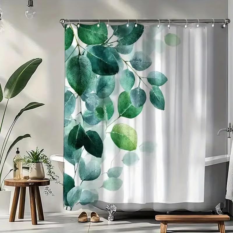 Rideau de douche eucalyptus 140x180 cm en polyester imperméable - 3