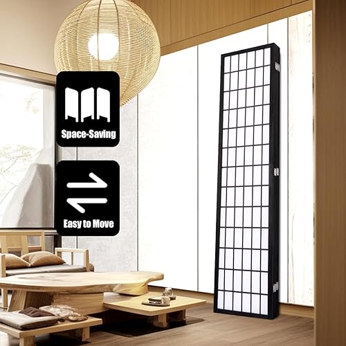 Miniatura 5 de JVVMNJLK Divisor de habitación Oriental Shoji - Divisor de habitación de 6 paneles, divisor para separación de habitaciones, pantalla de privacidad