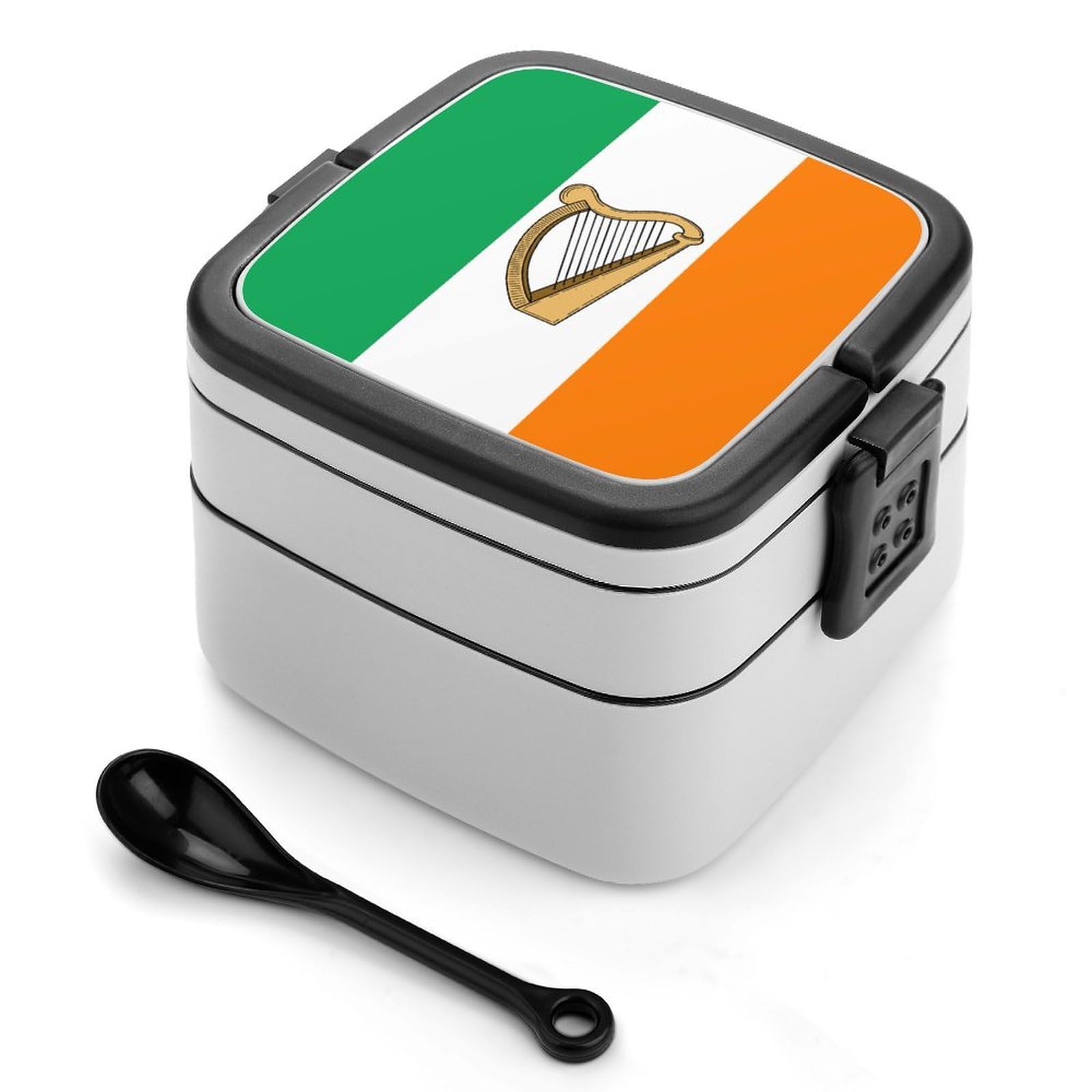 CGSBNGHA Ireland Harp Irish Flag Bento Lunch Box 2 Layer Lunchbox Food Container for Adults Office