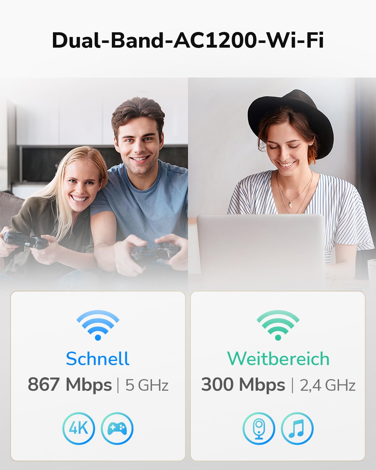 Cudy LT500E 4G LTE Cat 4 Modem-Router mit SIM-Kartensteckplatz, AC1200 WiFi, OpenVPN, Wireguard, IPsec, VPN-Client, Antennen Interno, Mesh
