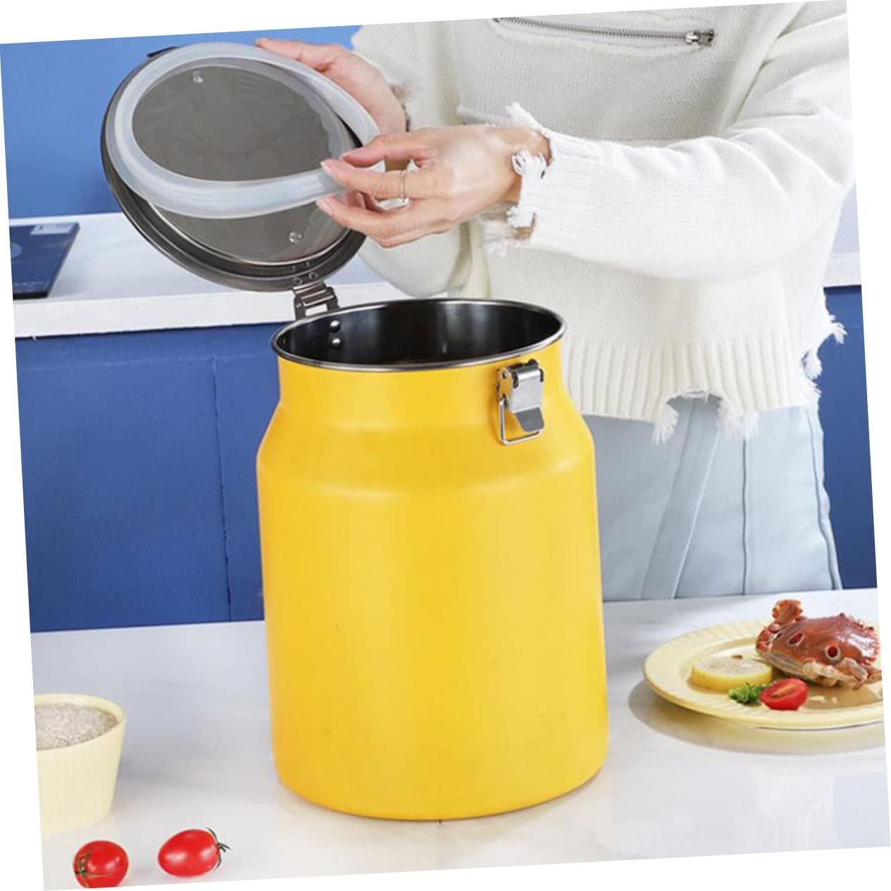 VICASKY Sturdy Stainless Steel Rice Bucket Capacity Airtight Kitchen Storage Container for Home Flour and Grain Preservation