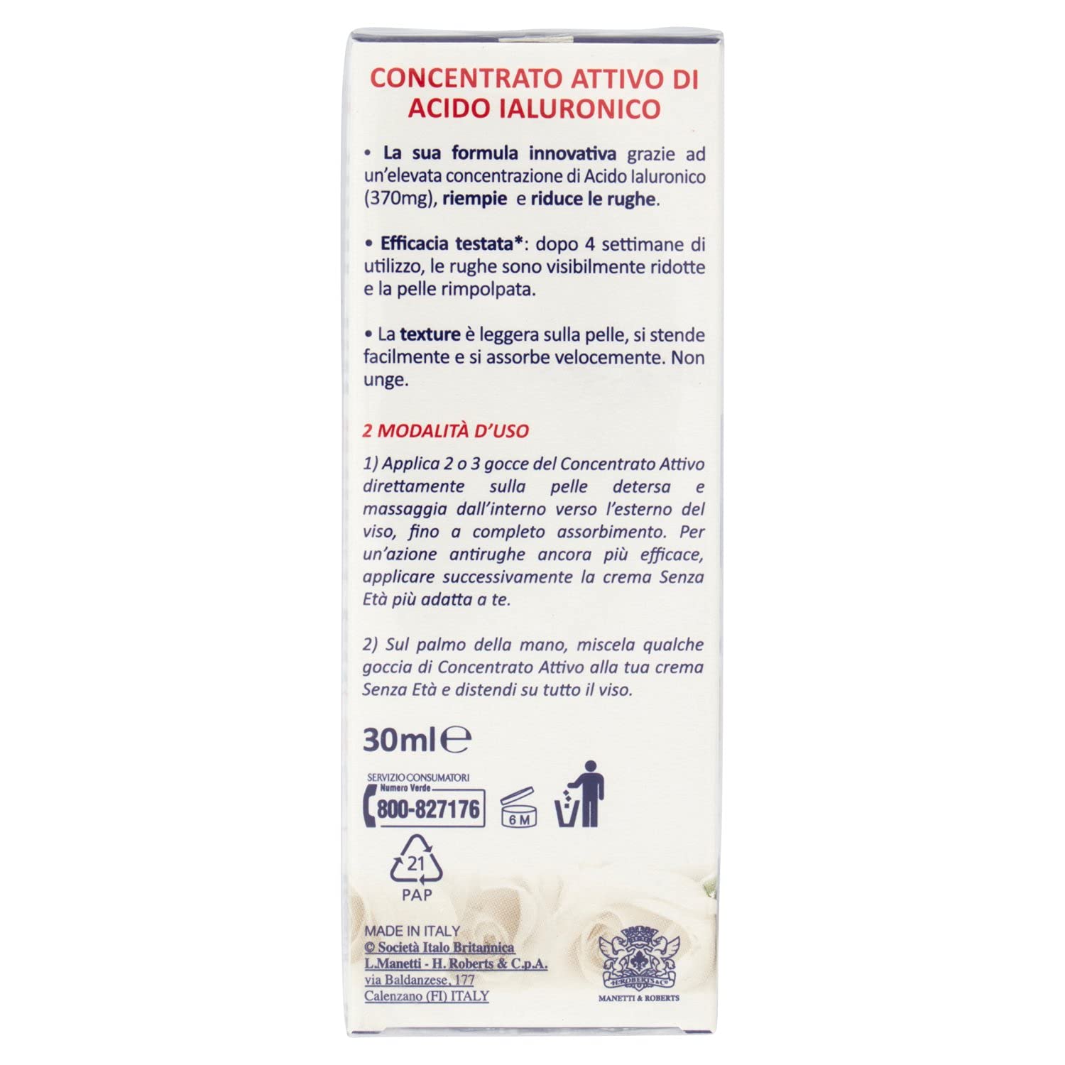 Acqua alle Rose Face with Active Hyaluronic Acid, Age-Free Anti-Wrinkle Serum with Vegetable Hyaluronic Acid - Image 3