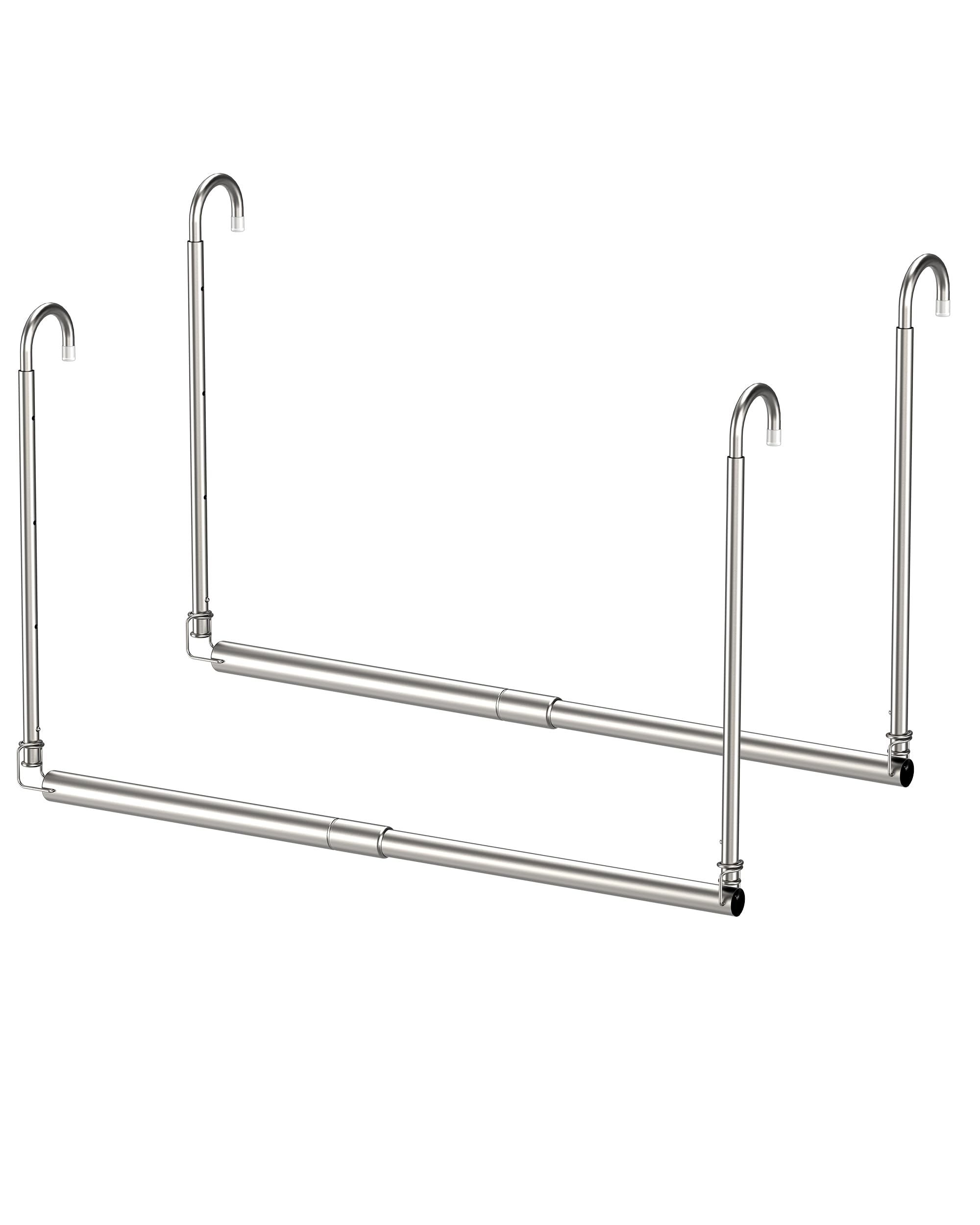 Photo 1 of Hanging Closet Rod, 2 Pack Adjustable Height & Width Closet Rods for Hanging Clothes-Closet Extender Hanging Rod Space-Maximizing Design Suitable for Hanging and Drying Clothes, Silver