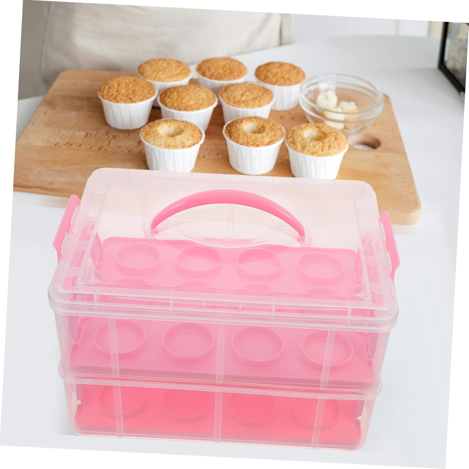 Zerodeko Clear Cupcake Storage Box Multi-layer Portable Cake Carrier for for Birthdays and Holidays Design for Cupcake Display and Packaging