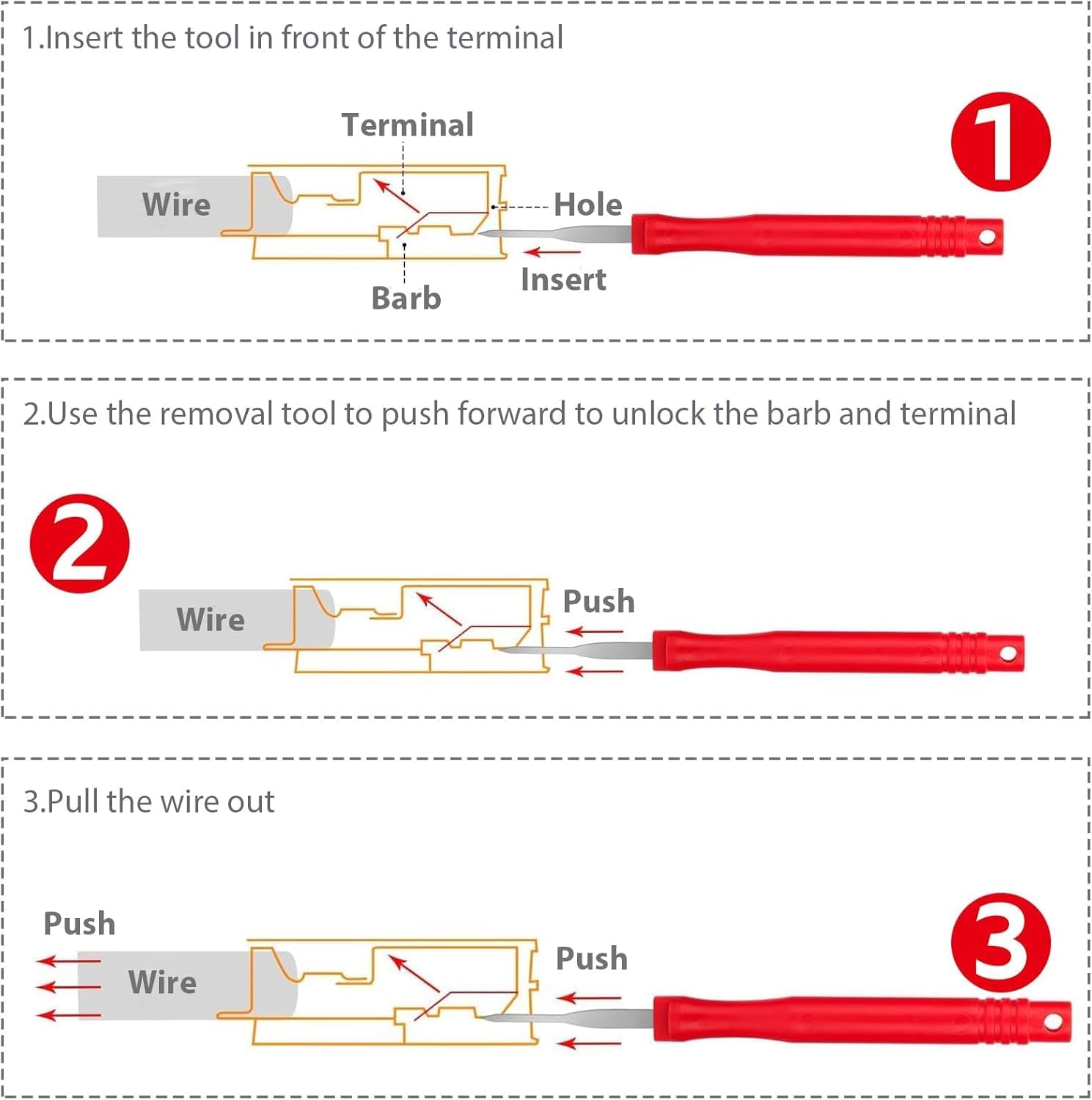 Tool Kit for Car Automotive Terminal & Pin Removal, 21pcs Pin Extractor with Protective Bag, Red - Image 4