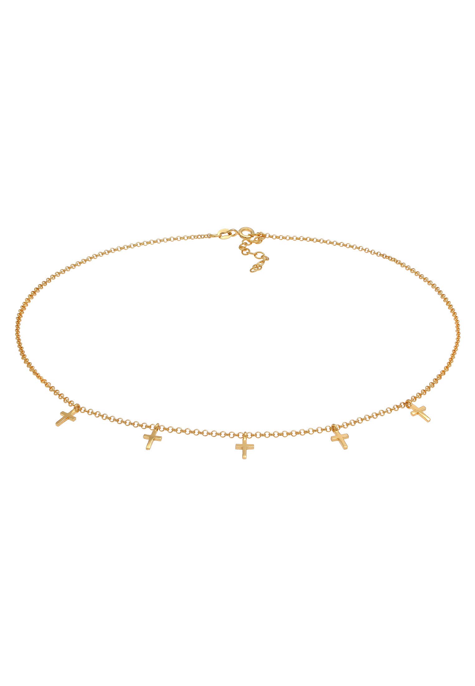 Elli Necklace Choker Cross Faith Religion 925 Silver 360 gold