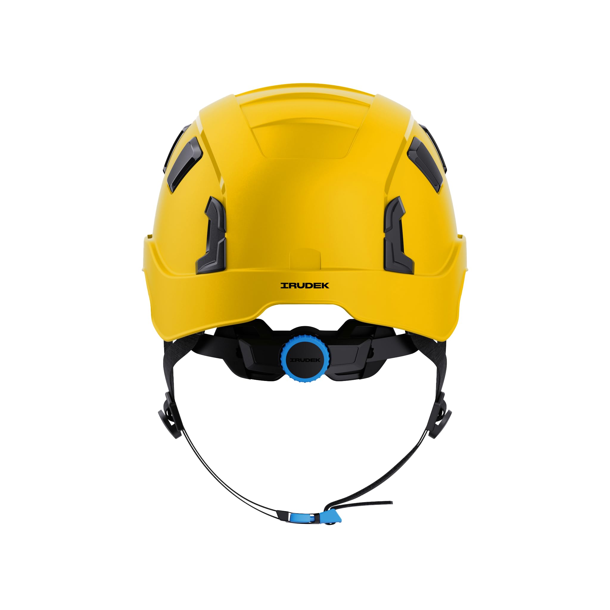 Irudek OREKA II Vent Amarillo – Casco ventilado para Trabajos en Altura, ABS Ultraligero, barboquejo Ajustable, Ranuras universales 30 mm, Chip NFC Integrado, Certificado EN 397 y EN 12492