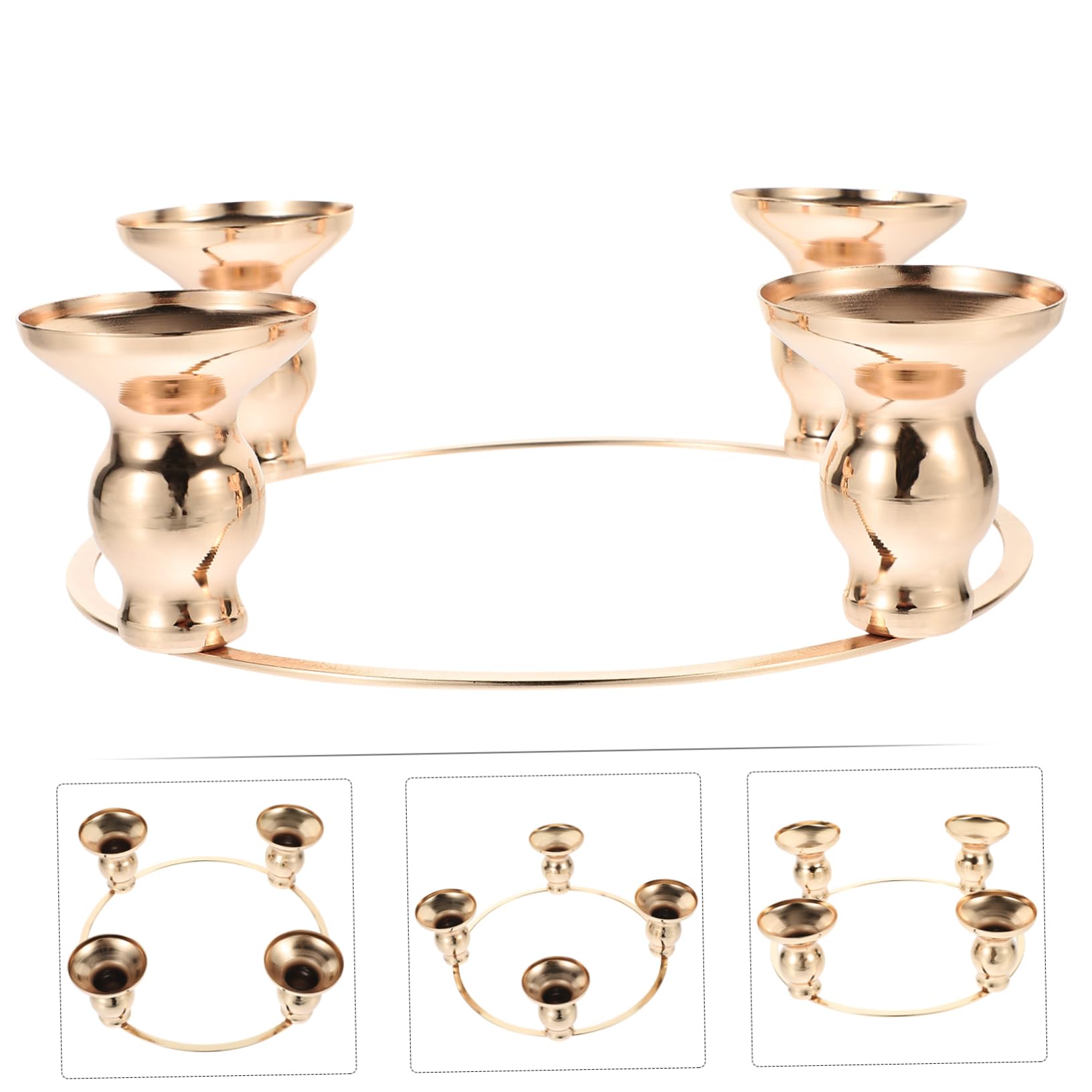 Cabilock 4 Stück Adventsleuchter Stumpenkerzenring Adventskranz Kerzenring Adventskranz Und Kerzen Stumpenkerzenhalter LED Kerzen Kerzenständer Leuchter Weihnachten Golden Eisen