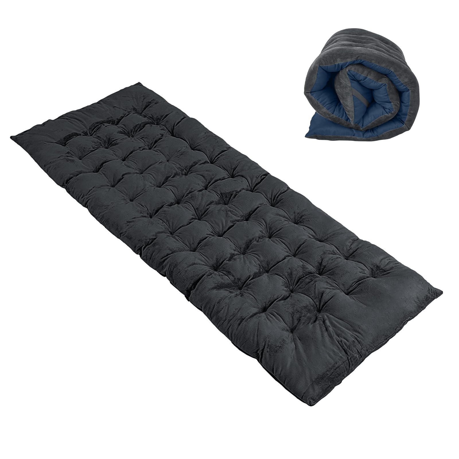 SPOTRAVEL Foldable Camping Mattress for Camping Bed, 190 x 70 x 7cm Soft Comfortable Roll Up Sleeping Mattress Pad with 4 Fixing Straps, Portable Floor Pad Guest Bed for Hiking Traveling (Dark Gray)