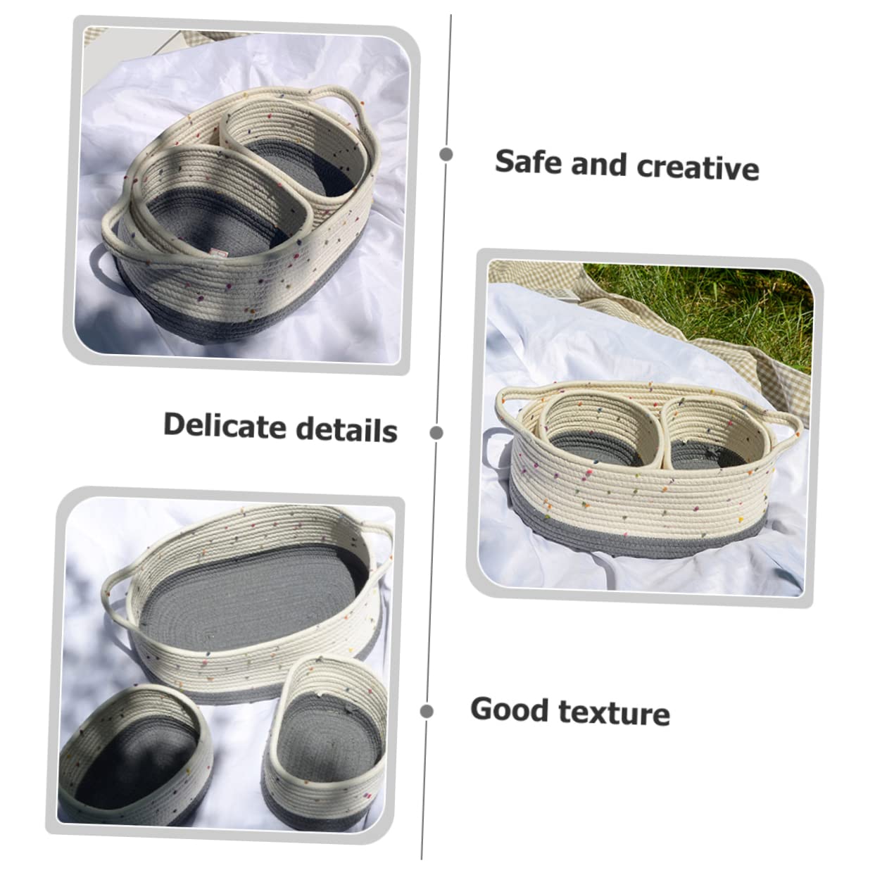 Garneck Cestino in Corda Di Cotone Porta Snack Organizer Da Comodino E Scrivania Decorazione Rustica Per La Casa