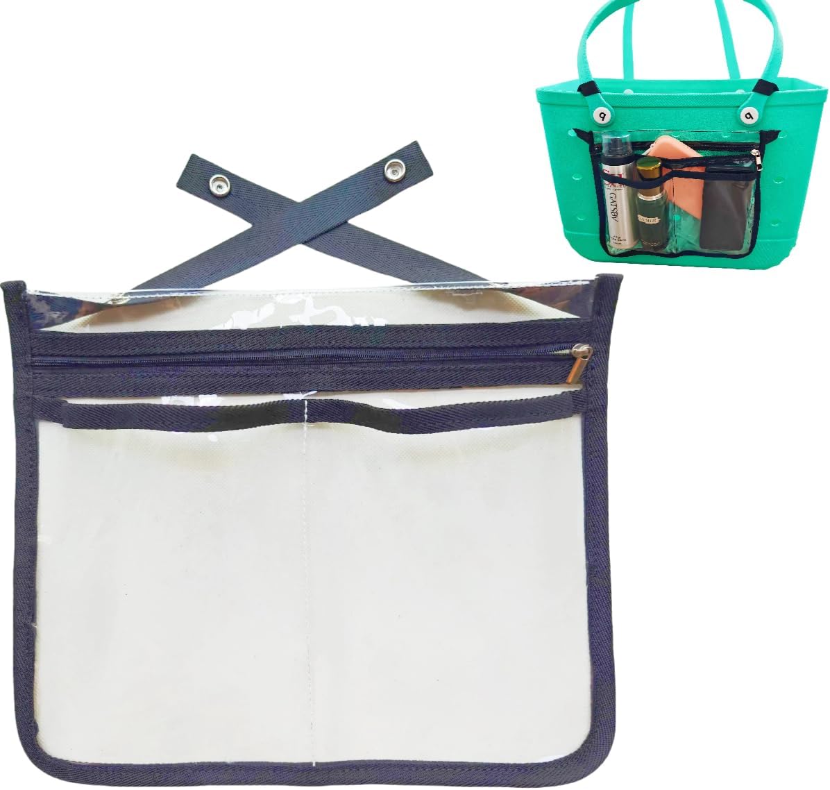 Accessories for Bogg Bag, Clear Tote Bag Compatible for Beach Bag, Waterproof PVC with 3 Pockets Accessories for Bogg Bag, Clear Tote Bag Compatible for Beach Bag, Waterproof PVC with 3 Pockets