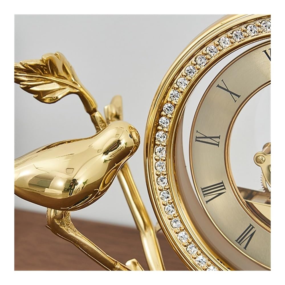 Wecker, Schreibtischuhr, geräuschlos, Kupfer, Retro, 18,5 x 21, cm, for Wohnzimmer, Schlafzimmer, Büro