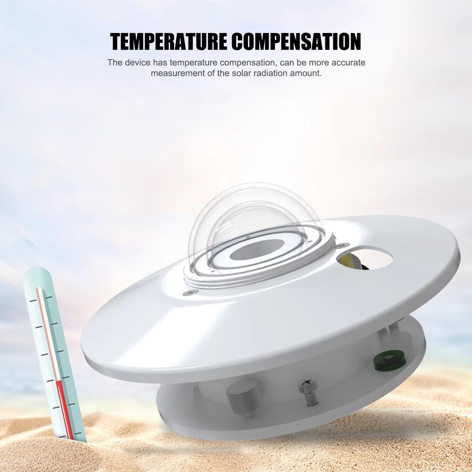 Sensor Radiación Solar Alta Precisión, con Salida RS485, Elemento Termopila, Cúpula Interior Doble Vidrio, Compensación Temperatura, Piranómetro para Meteorología, Energía Solar y Monitoreo FV