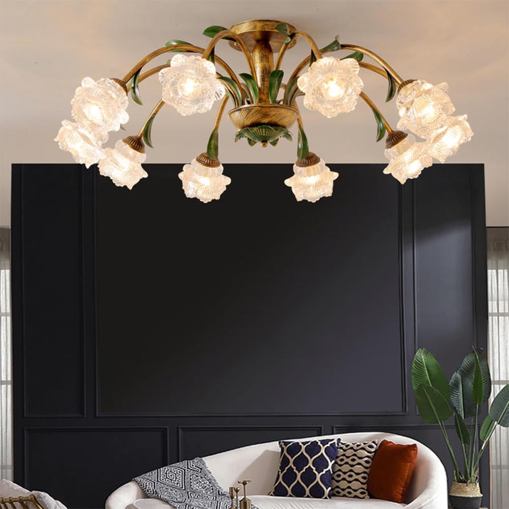 Abinlina Elegant French Pastoral Chandelier Pendant Lamp - 8 Light LED Fixture for Living Room, Dining Room, Bedroom, Villa Home Decoration(D B 10 Lights)