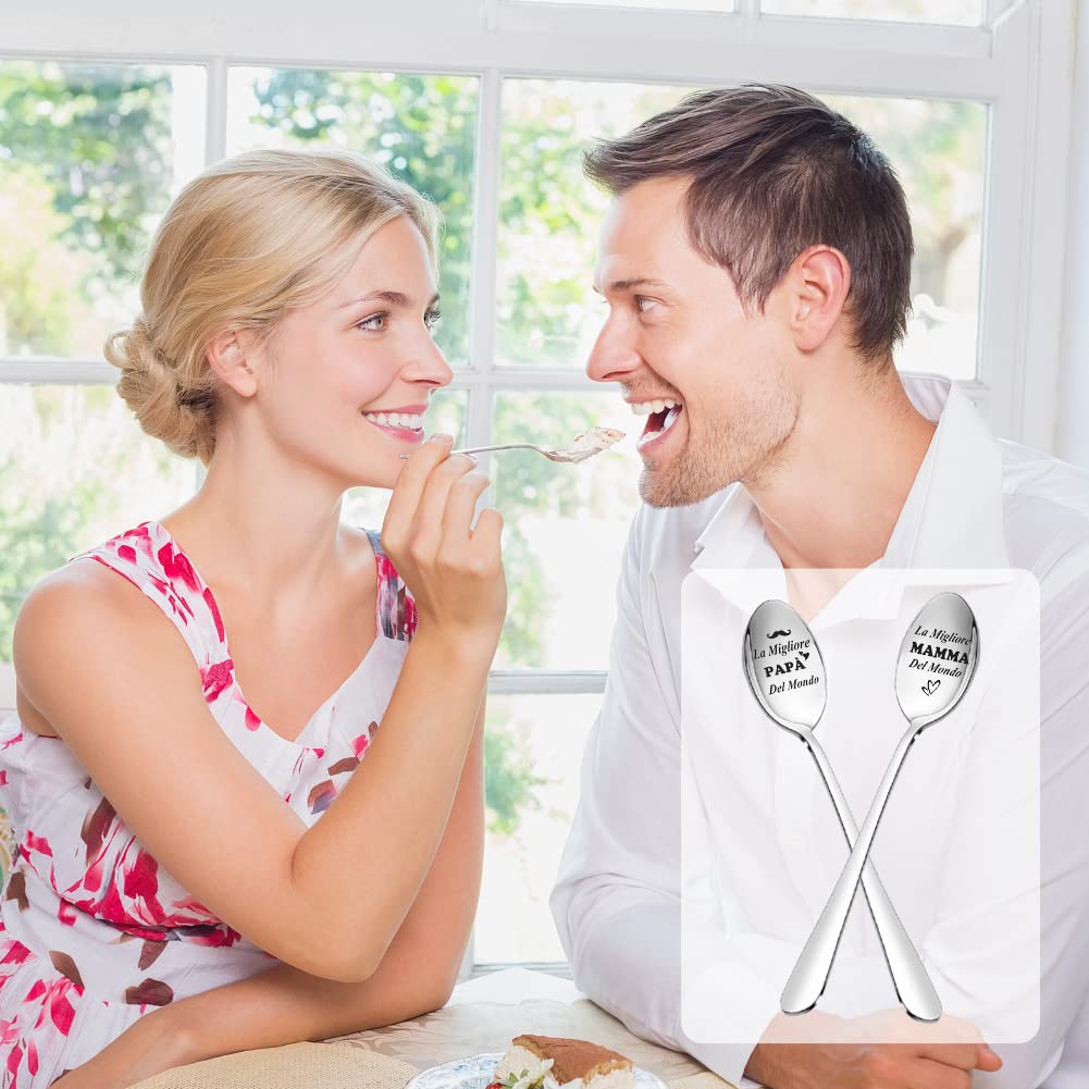 Cucchiai Da Caffè Incisi - 'Migliore Mamma/Papà' In Acciaio Inox - Regalo Per Genitori - Foto 7