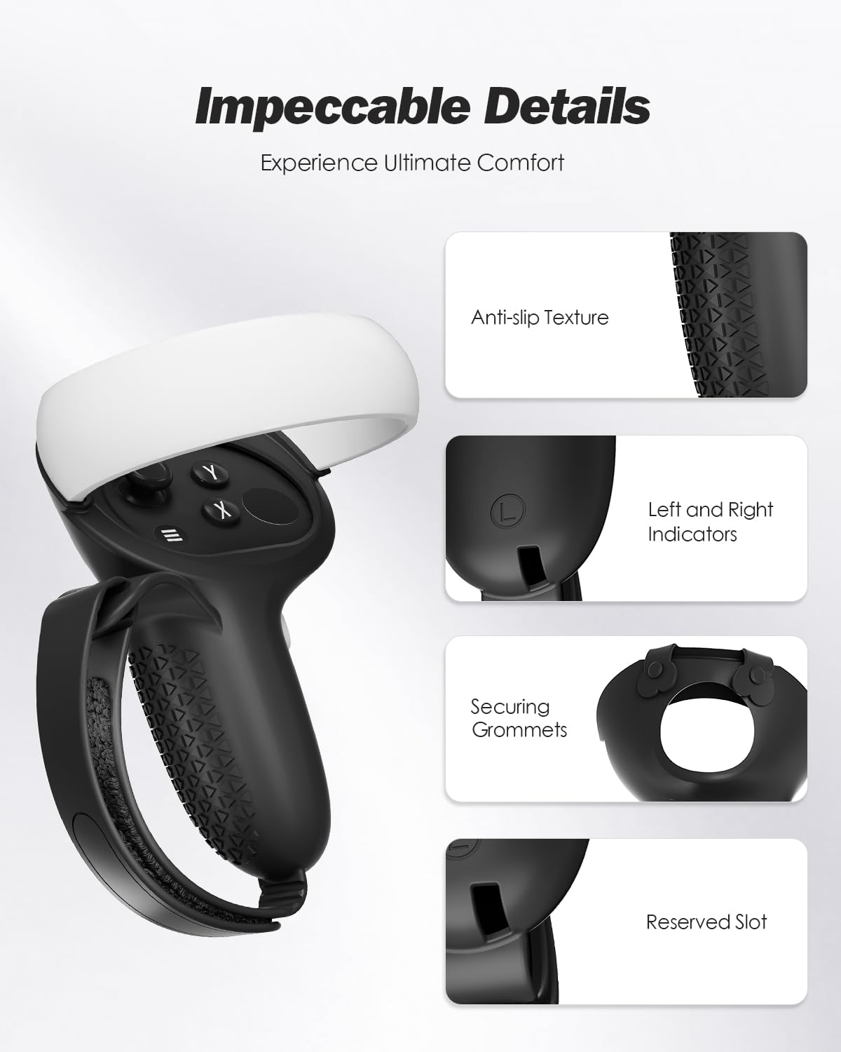 SUPERUS Comfort Controller Grips Cover Compatible with Meta Quest 2 Accessories - All-Silicone Construction, Controller Grips for Oculus Quest 2 with Adjustable Knuckle Straps Protector - Image 6