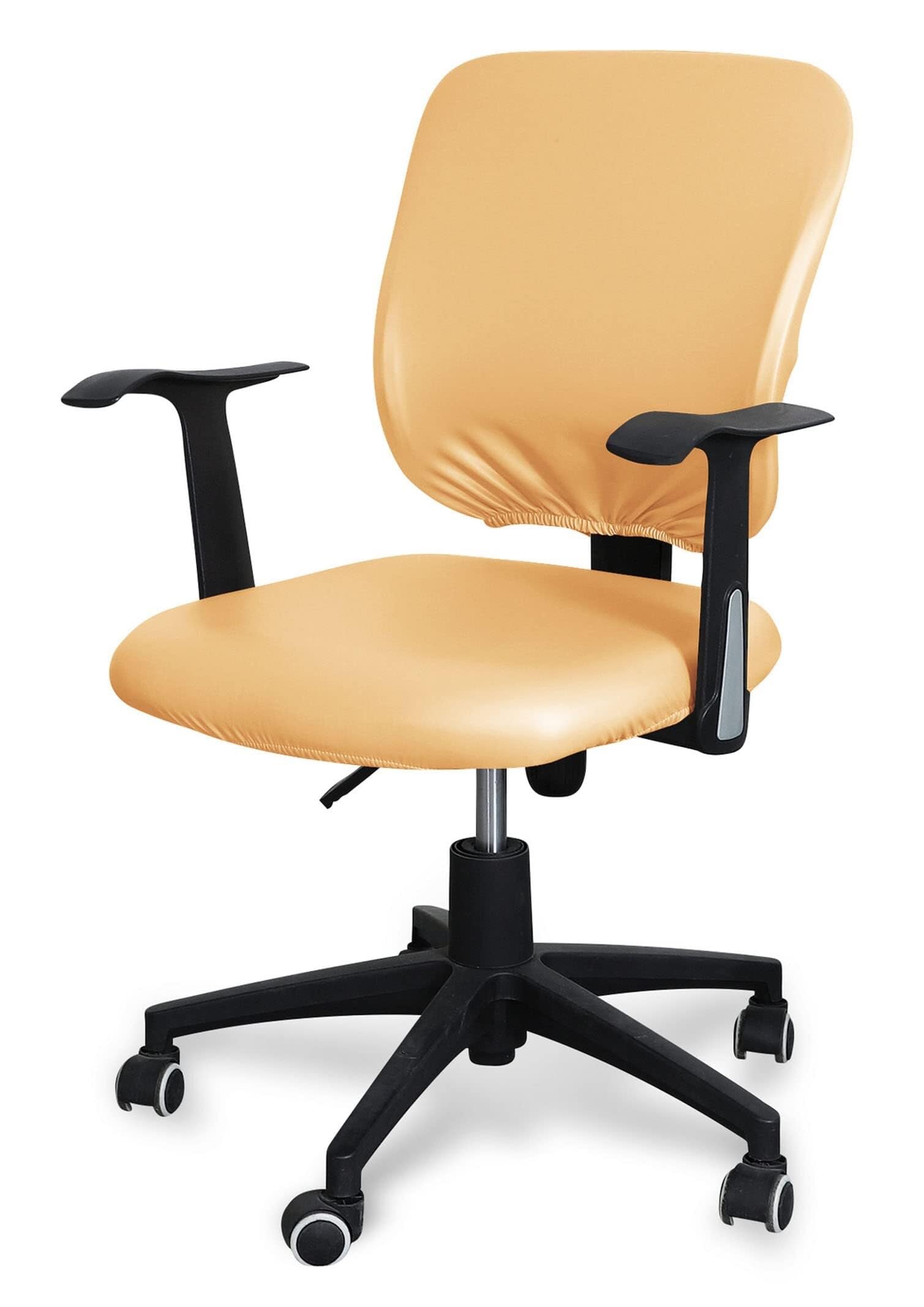 NMVAWIPT PU Leather Office Chair Cover, Water Resistant Computer Slipcover Stretch Boss Slipcovers Removable Protector(Yellow)
