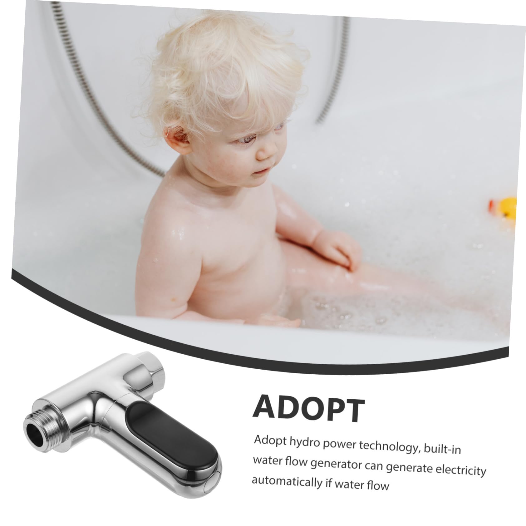LIFKOME Digitales LED Duschthermometer Wasserthermometer 360° Drehbar Wasserdurchflussgenerator ohne Batterie 1/2 Anschluss für Babypflege Badezimmer