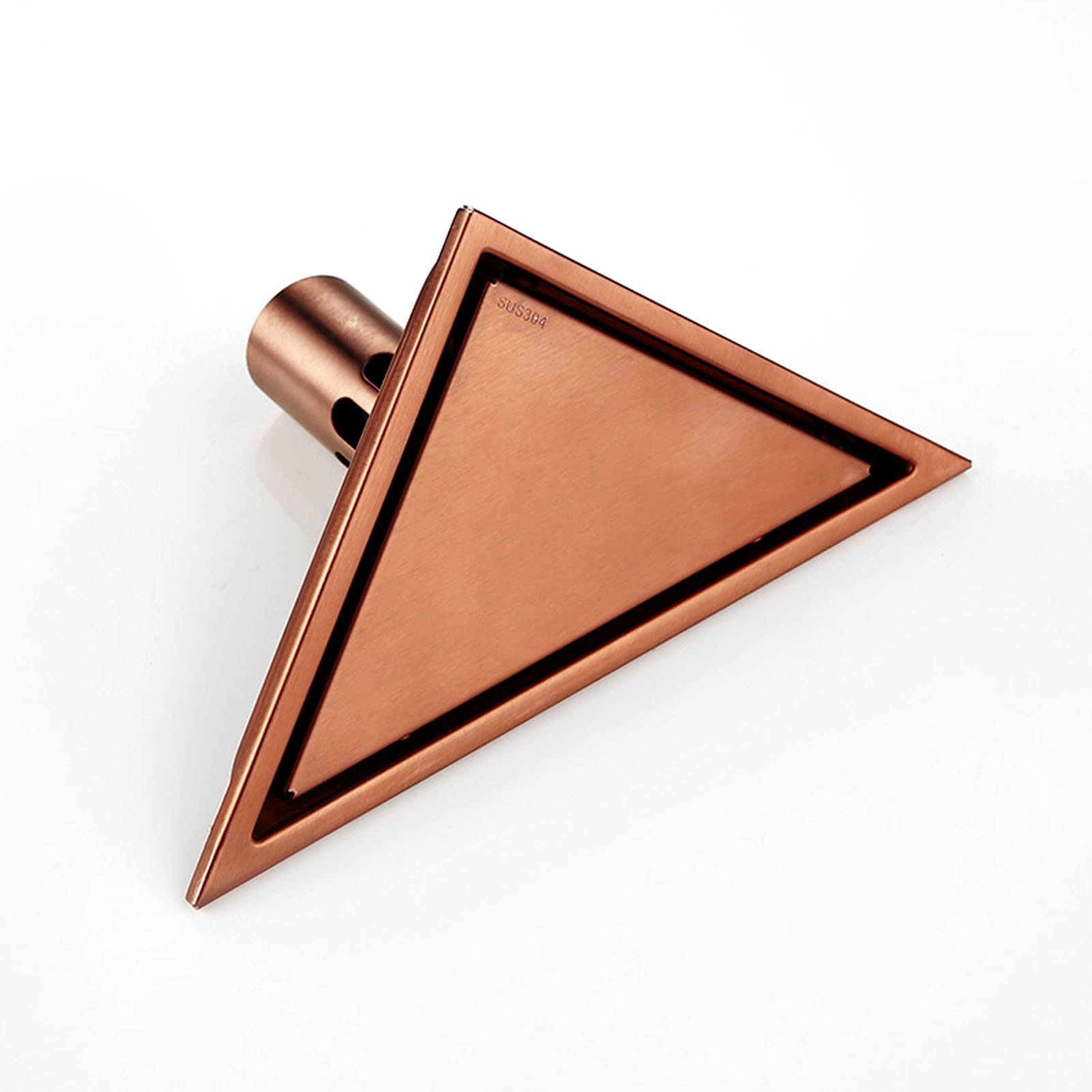 Scarico Doccia, Scarico a Pavimento in Acciaio Inox per Bagno, Scarico a Pavimento con Inserto in Piastrelle triangolari, Scarico Doccia con griglia Rimovibile, Filtro raccogli-Capelli, Oro Rosa