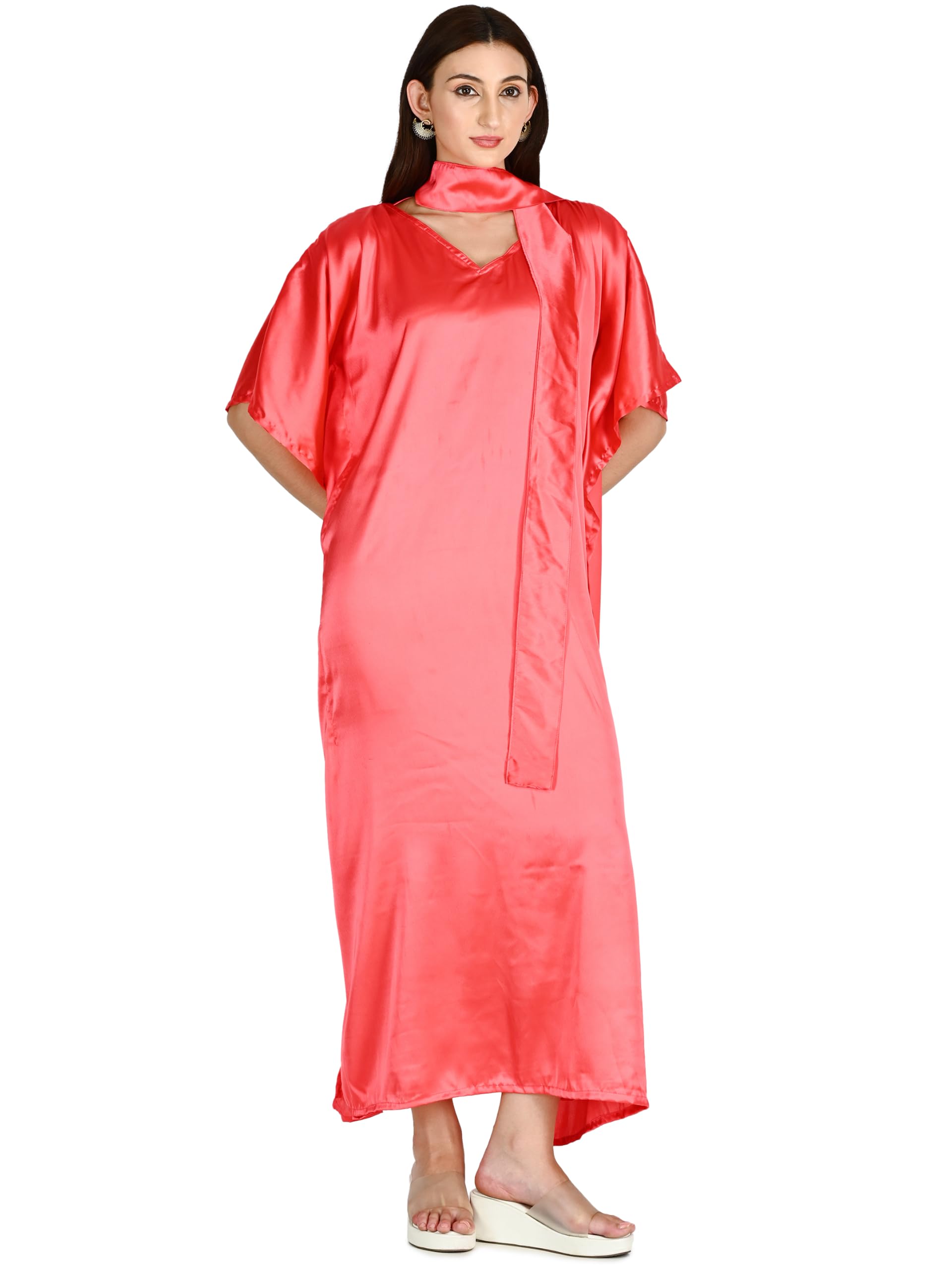Soft and comfortable candy pink satin kaftan-image-38