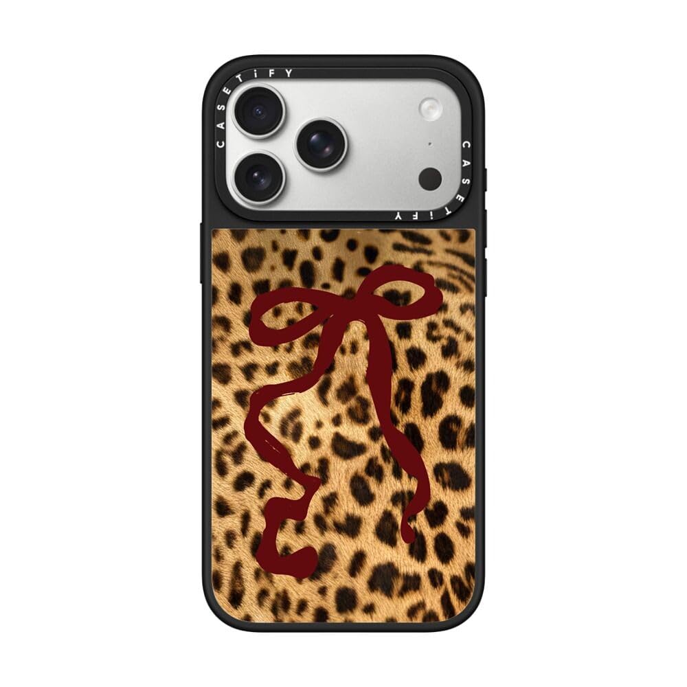 CASETiFY ミラー iPhone 17 Pro Max ケース [鏡面(スマホカバー)/MagSafe対応/指紋防止] - Red Ribbon on Jaguar - シルバー (ブラックバンパー)
