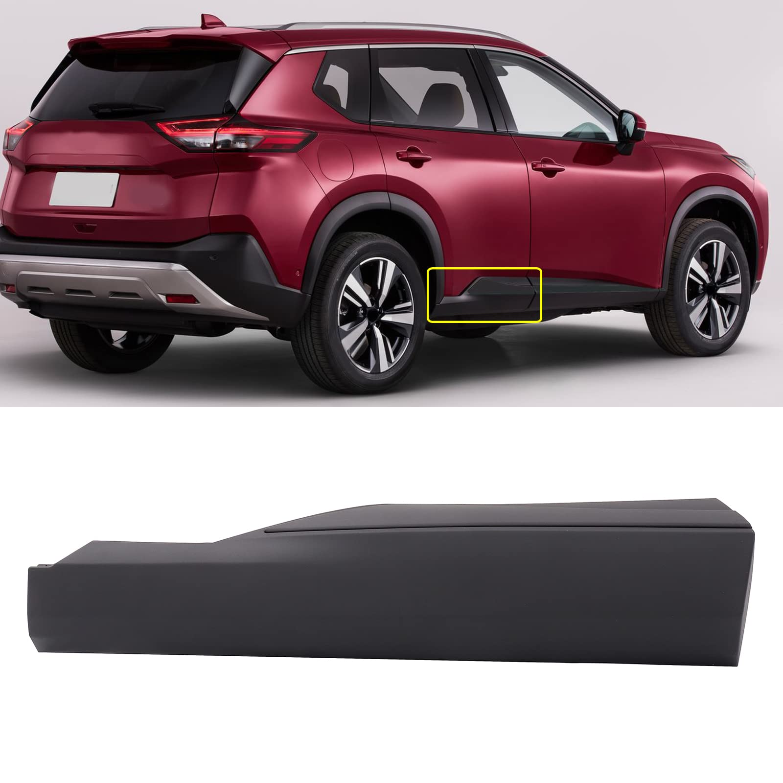 KaiWell Door Molding Trim Fit for Nissan Rogue 2021 2022 2023 Rear Lower Right Passenger Side Door Protective Strip Black