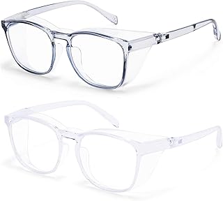 mincl Safety Goggles UV400 Square Reading Glasses, Blue Light Blocking Eyeglasses for Men Women, Magnification Goggles (2pack-Blue&Clear, 2.5 x)