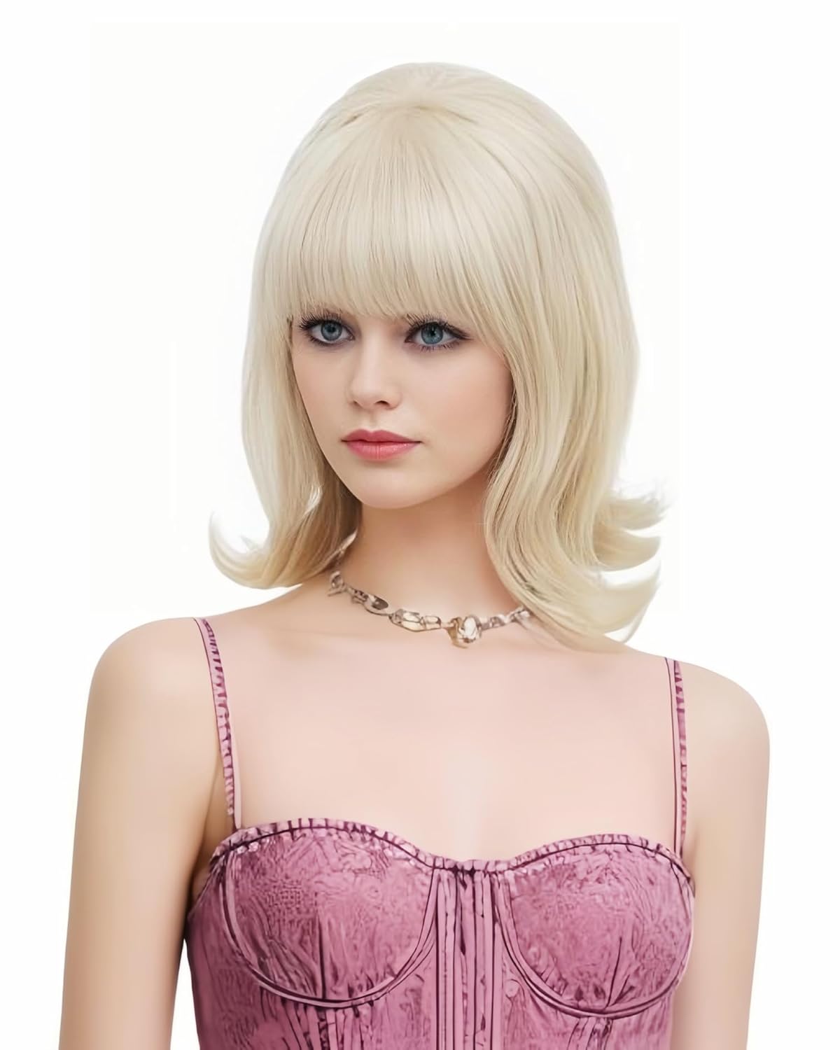 Rugelyss Short Blonde Wig with Bang Retro Bouffant Beehive Wigs fits 80s Costume or Halloween Party - Image 5