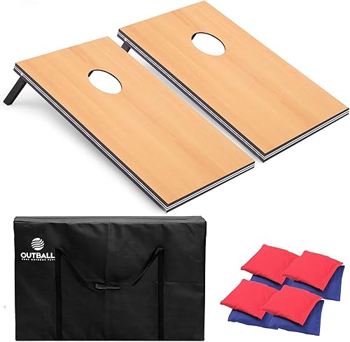 Miniatura 10 de Juego de Cornhole de 4 x 2 y 3 x 2 pulgadas, tamaño reglamentario, con bolsas de transporte y 8 bolsas de frijoles, juegos de lanzamiento de
