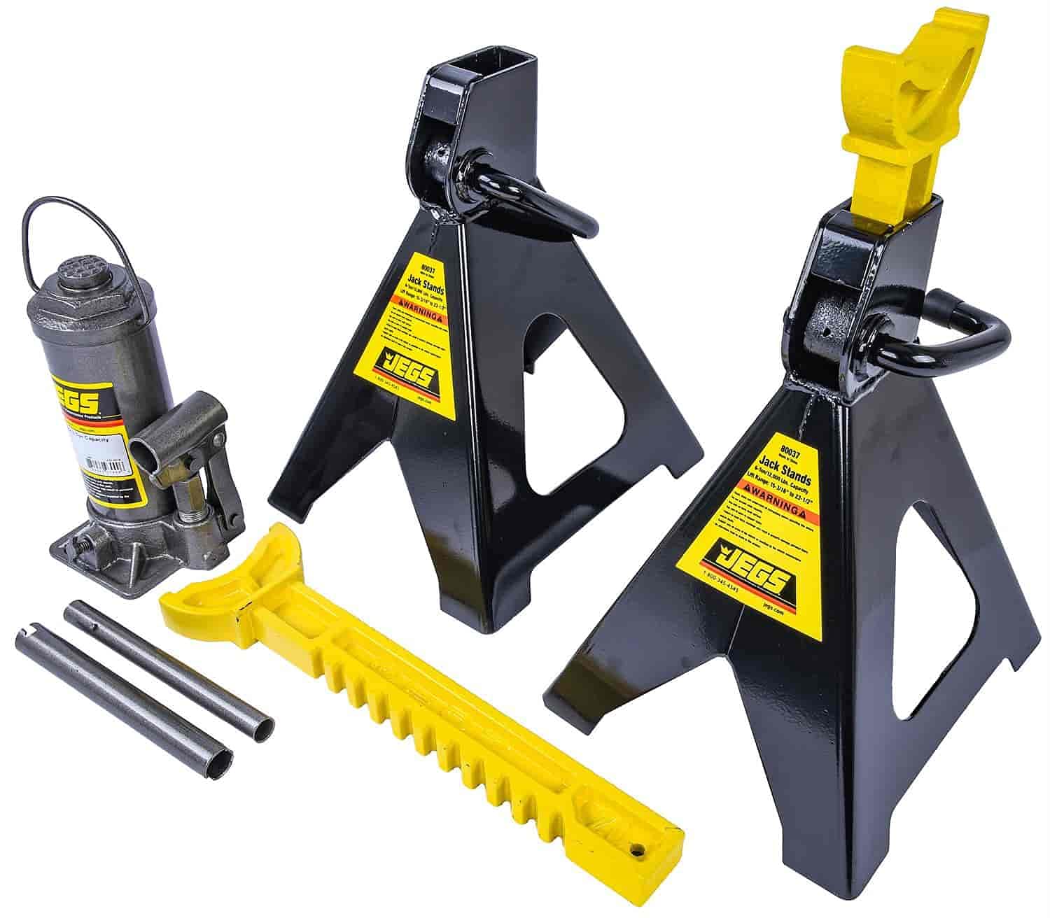 Amazon.com: JEGS 79007K Jack Kit Includes: (1) 6-Ton Bottle Jack (2) 6-Ton  Jack Stands : Automotive