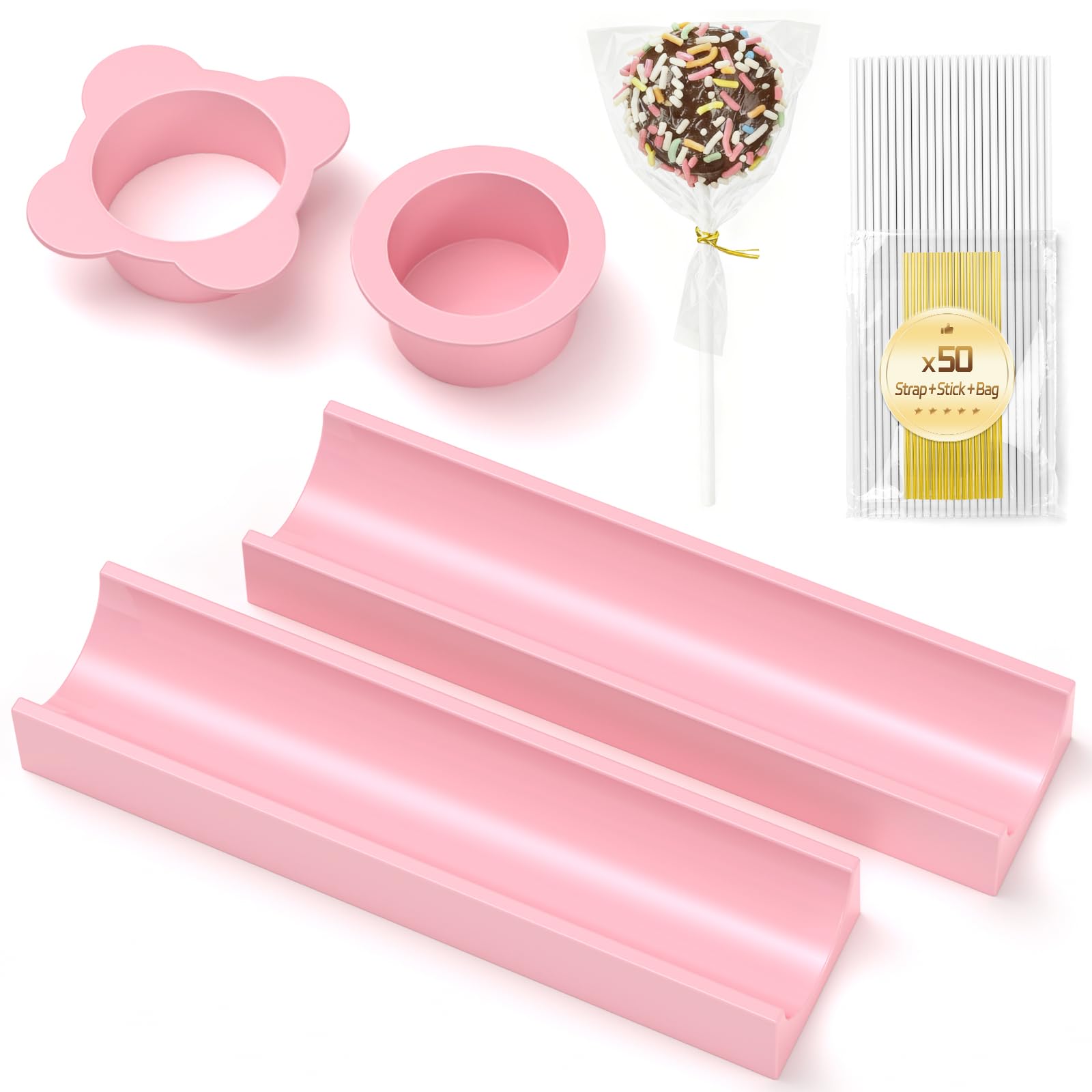 Round Cake Pop Mold Set - 50 Sticks & Bags -8 Round Cake Pop Mold Set - 50 Sticks & Bags -8