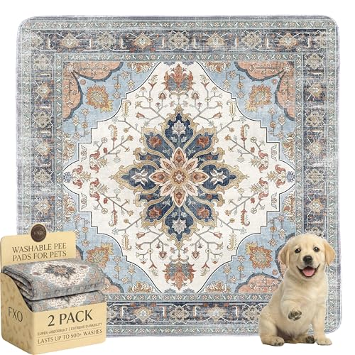 Image of Washable Pee Pads for Dogs,Great Urine Absorbent Reusable Puppy Training Pads,Waterproof,Leak-Proof & Non-Slip Potty Pads for Whelping,Crate,Playpen,Bed.(Blue Floral,36 inchx36 inch)