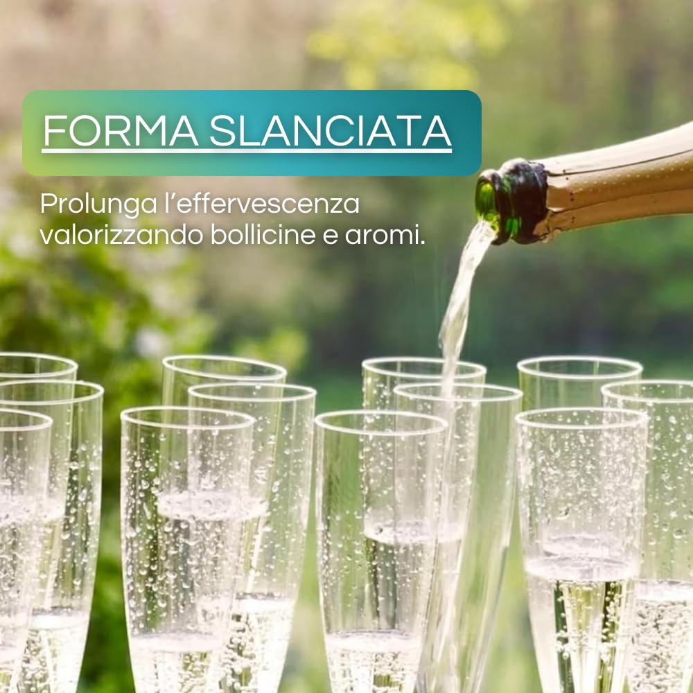 Palucart Flute 20 pezzi calici trasparenti 140 cc resistenti facilmente montabili