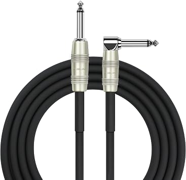 Kirlin Cable IP-202PR-10/BK - 10 Feet - Straight to Right Angle 1/4-Inch Plug Instrument Cable Black PVC Jacket