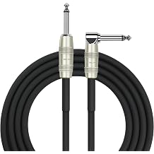 Kirlin Cable IP-202PR-20/BK - 20 Feet - Straight to Right Angle 1/4-Inch Plug Instrument Cable Black PVC Jacket