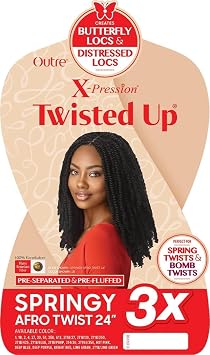 Outre Crochet Braids X-Pression Twisted Up 3X Springy Afro Twist 24 (2 Pack, 1B)
