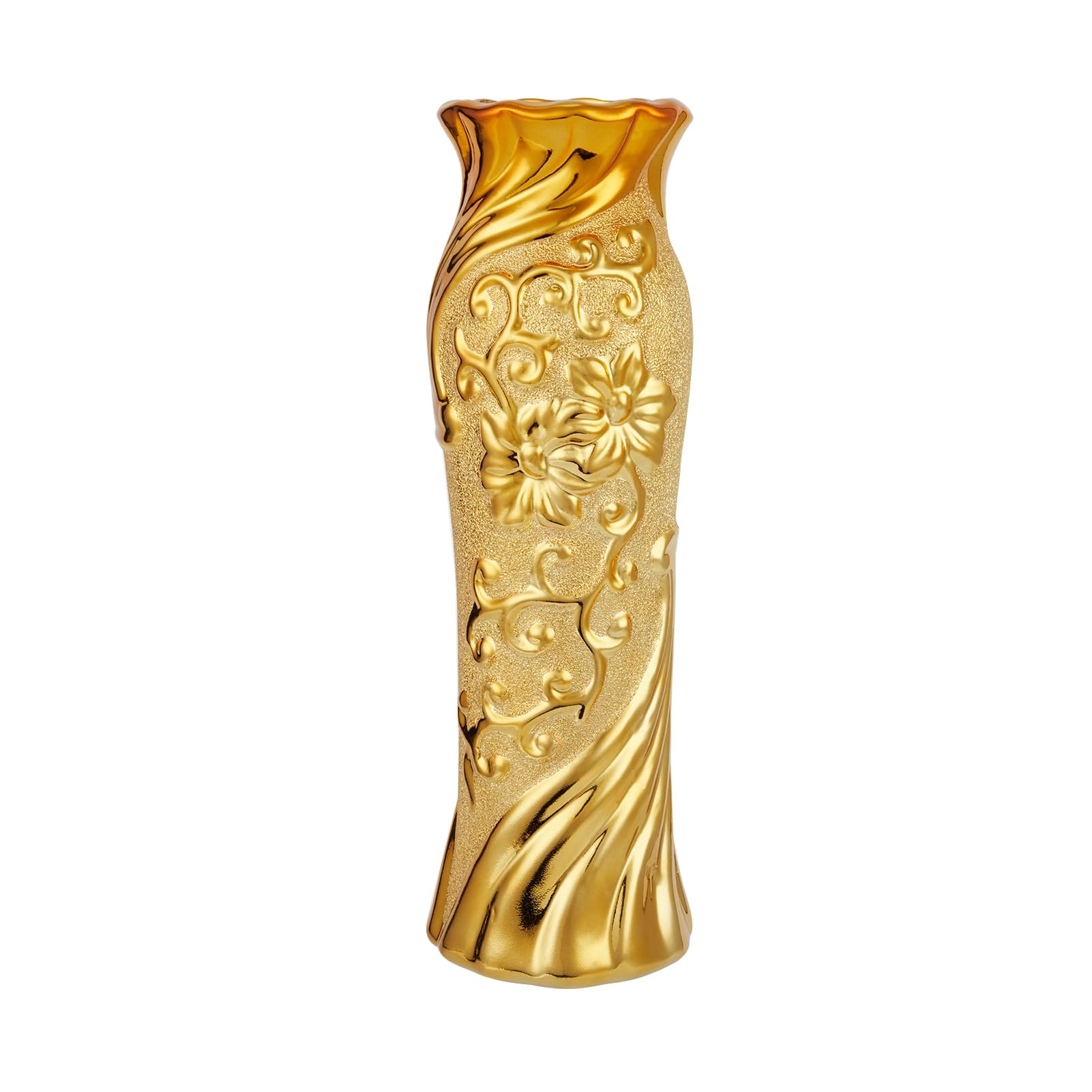 12''H Gold Vase Office Decor, Wedding Decoration Flower