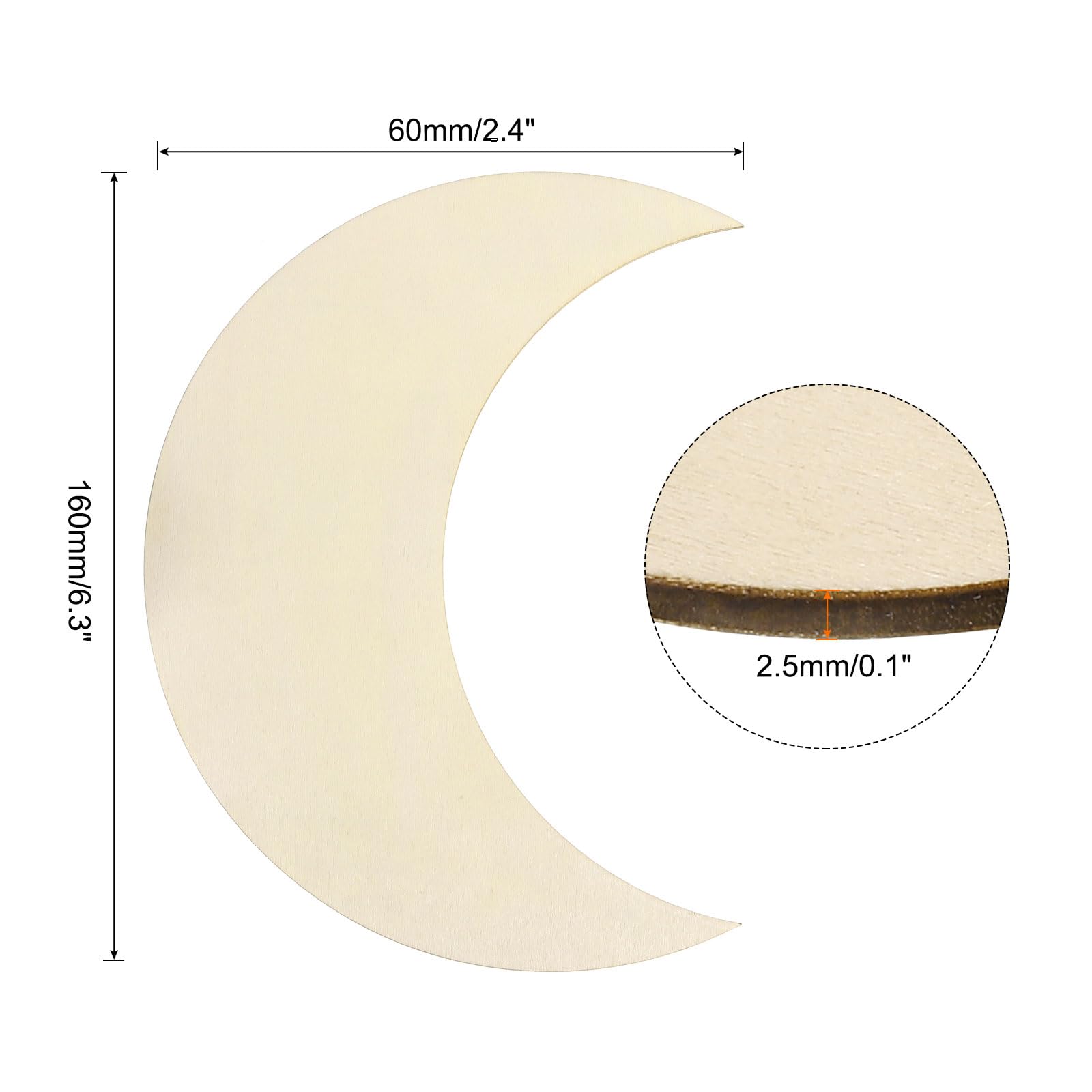PATIKIL 6.3"x2.4" Wooden Moon - Image 2