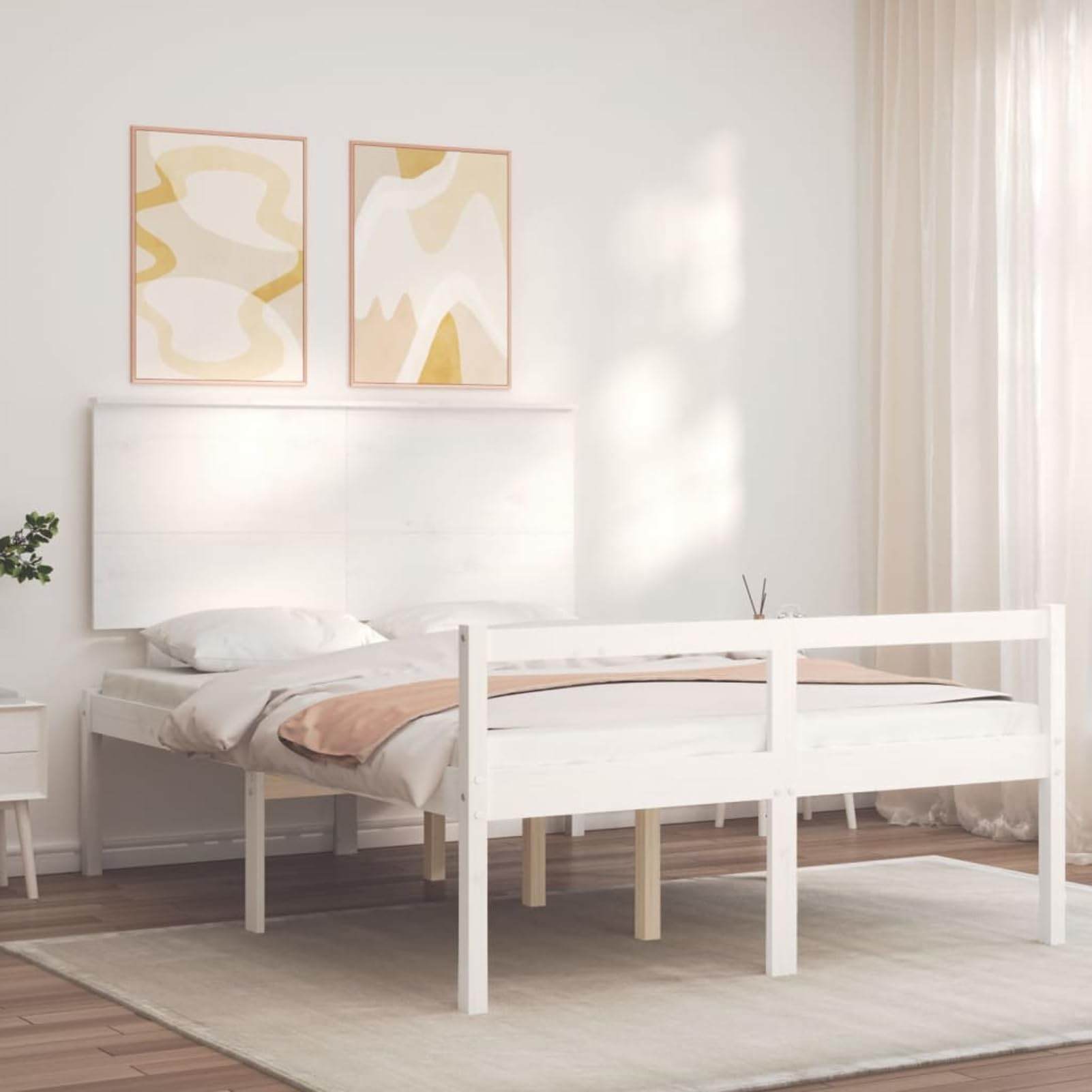 Massives Kiefernholzbett 120x190cm mit Stauraum, 45cm Bodenhöhe - Seniorengerecht Model3195452